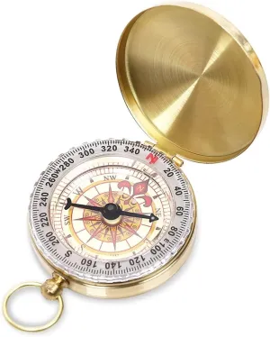 Pure Copper Vintage Pocket Compass, Waterproof, Luminous, Multi-function, Portable for Navigation, Hiking, Camping, Orienteering