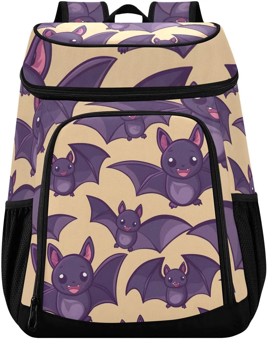 Purple Bat Pattern Cooler Backpack Cooler Insulated Leak Proof Lunch Backpack 36 Cans Waterproof Soft for Men Women Picnic Hiking Camping Beach