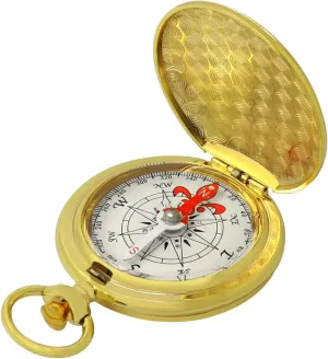 Push Button Compass Golden Finish Glow in The Dark Military Survival Compass for Hiking Camping Backpacking and Outdoor Activities