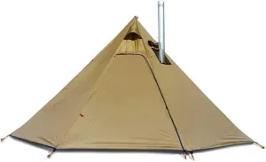 Pyramid Tent Tipi Hot Tents with Stove Hole Windows Outdoor Camping Family Teepee Tent for 2-4 Person