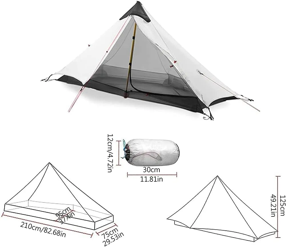 Pyramid Tent Ultralight Outdoor Camping Tent 1 Person / 2 Person Backpack Waterproof Double Layer Tent Ideal for Camping Backpacking and Hiking