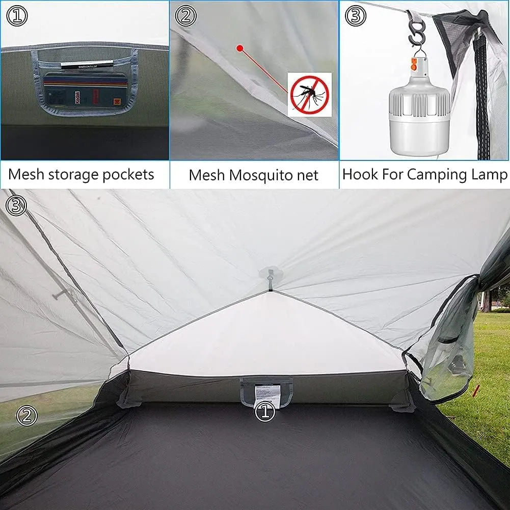 Pyramid Tent Ultralight Outdoor Camping Tent 1 Person / 2 Person Backpack Waterproof Double Layer Tent Ideal for Camping Backpacking and Hiking