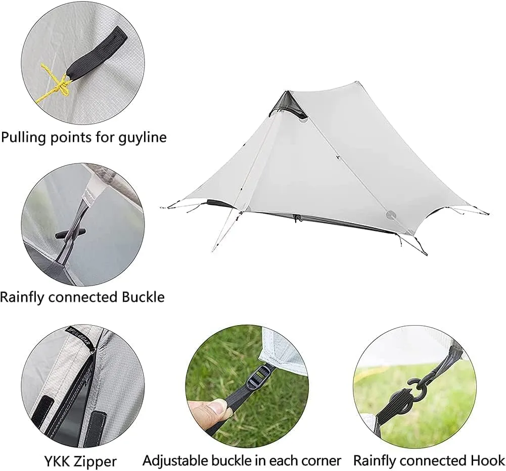 Pyramid Tent Ultralight Outdoor Camping Tent 1 Person / 2 Person Backpack Waterproof Double Layer Tent Ideal for Camping Backpacking and Hiking
