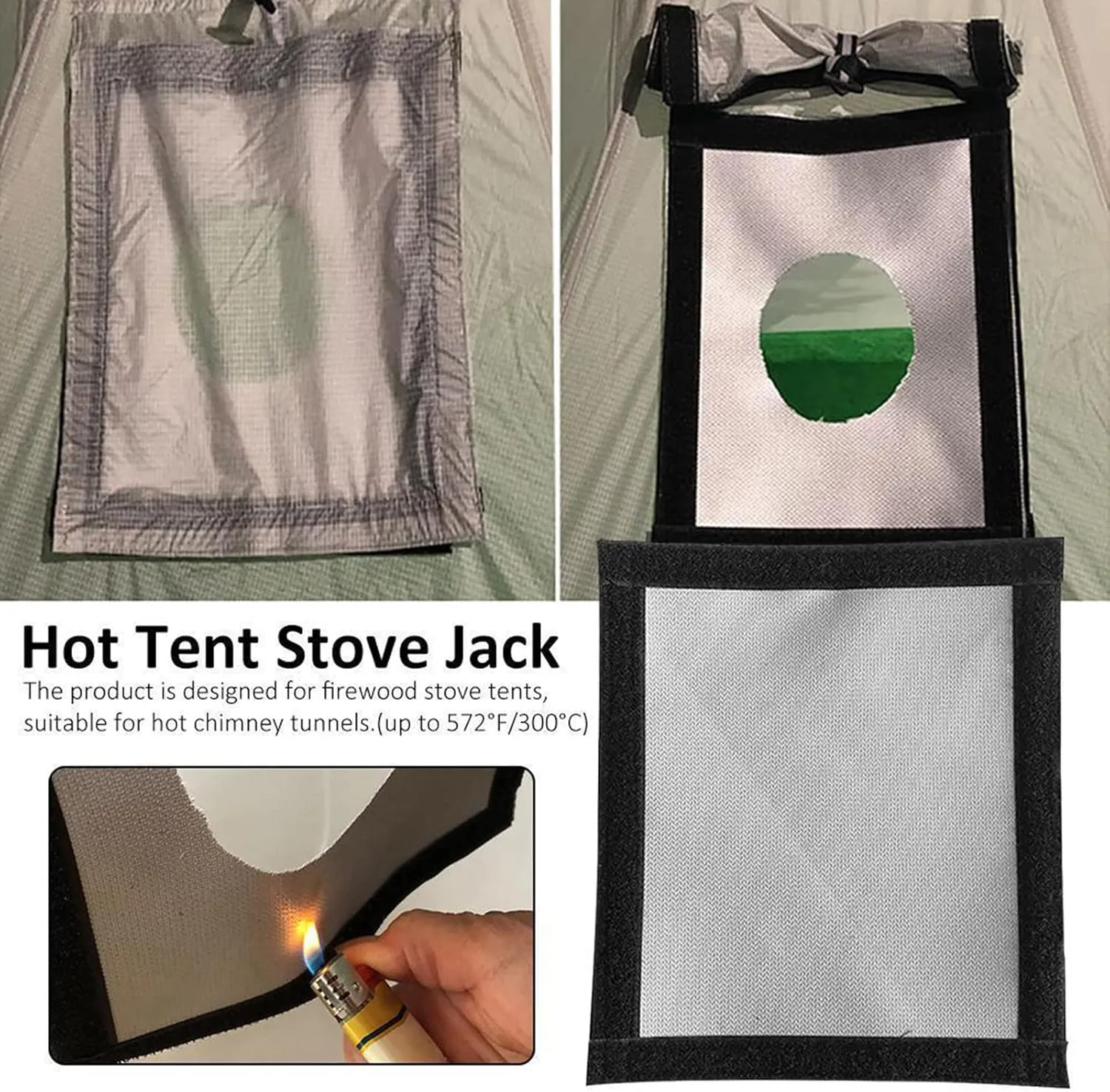 Pyramid Tent with Chimney Hole Outdoor Ultralight Waterproof Indian Hot Tent 1-2 Person (Black 1)