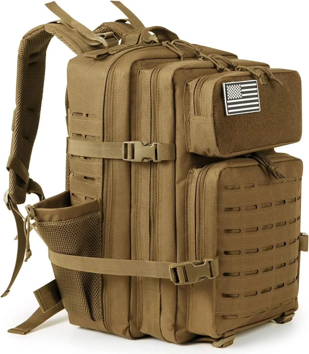QT&QY 25L/35L/45L Military Tactical Backpack For Men Molle Daypack 3 Day Bug Out Bag Hiking Rucksack With Bottle Holder