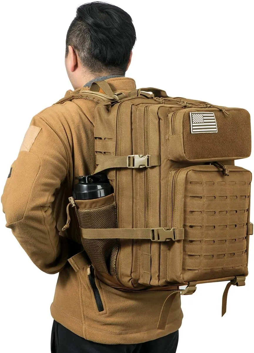 QT&QY 25L/35L/45L Military Tactical Backpack For Men Molle Daypack 3 Day Bug Out Bag Hiking Rucksack With Bottle Holder