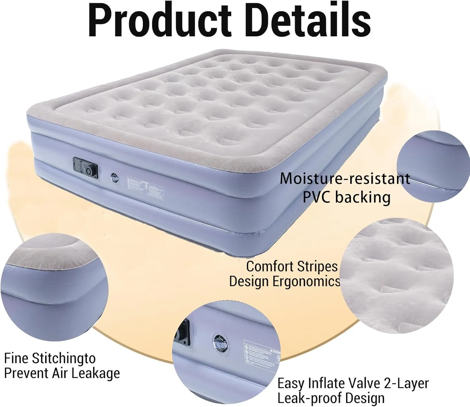 Queen Air Mattress Bed with Built in Pump,16 Inches High Queen Airbed Inflatable Mattress,Comfort Thickened Blow Up Air Mattress,Travel Sleeping Bed for Guests Home(Queen Size)
