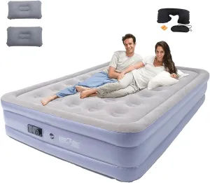 Queen Air Mattress Bed with Built in Pump,16 Inches High Queen Airbed Inflatable Mattress,Comfort Thickened Blow Up Air Mattress,Travel Sleeping Bed for Guests Home(Queen Size)