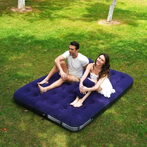 Queen Air Mattress, Camping Inflatable Mattress, Portable Blow up Mattress Air Bed, Inflatable Bed for Home Outdoors Hiking Travel (Without air Pump)