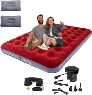 Queen Size Double Camping Air Mattress Bed with Air Pump,Inflatable Mattress,80"x 60"Thickened Portable Blow Up Air Mattress,Travel Sleeping Bed Pad for Camping Home Hiking