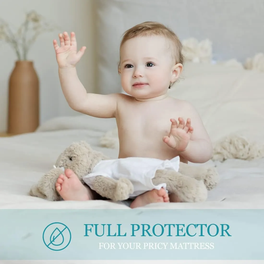 Queen Waterproof Zippered Mattress Encasement, Breathable, Noiseless, Machine-Washable Zipped Mattress Cover, Fitting 7" - 15" Deep Mattress