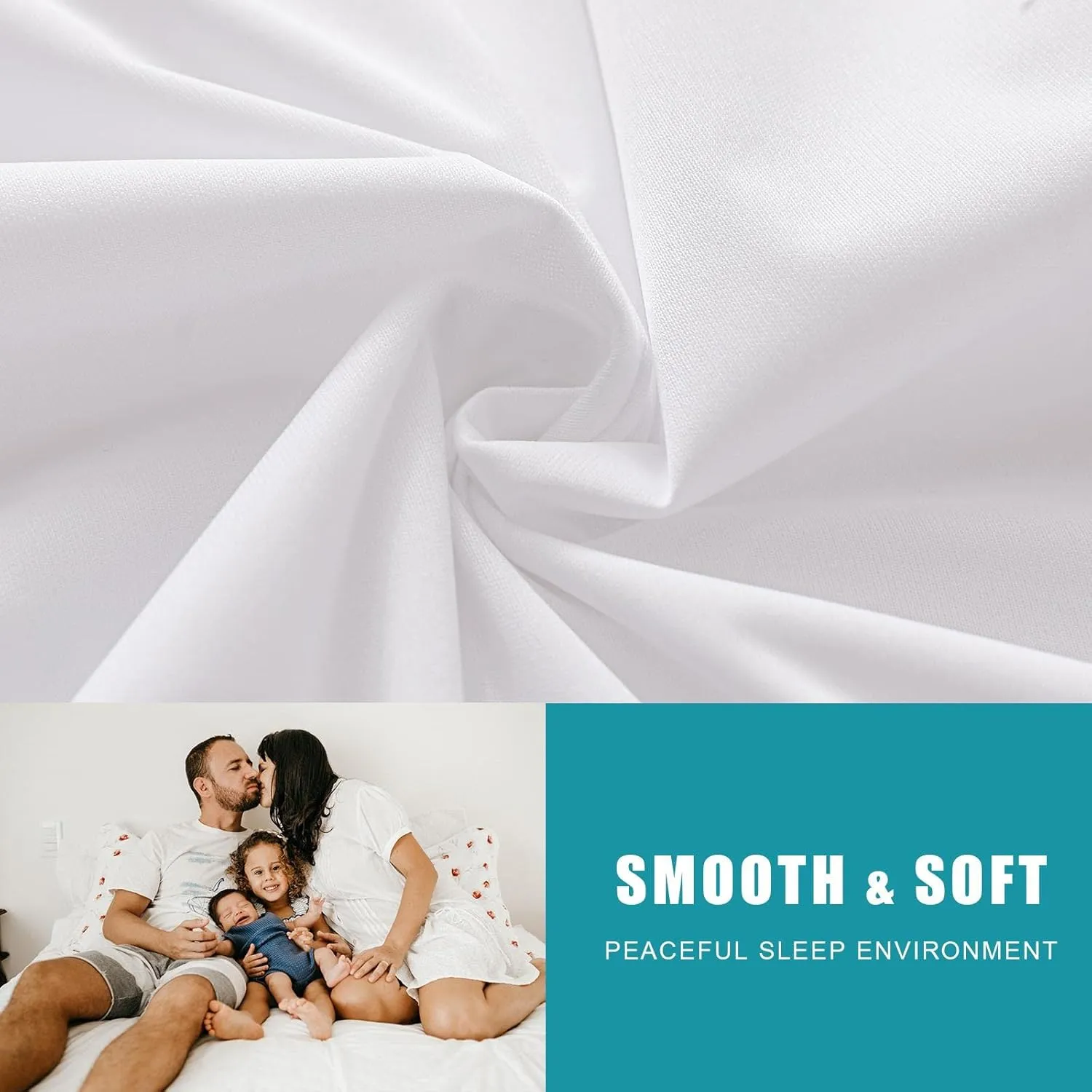 Queen Waterproof Zippered Mattress Encasement, Breathable, Noiseless, Machine-Washable Zipped Mattress Cover, Fitting 7" - 15" Deep Mattress