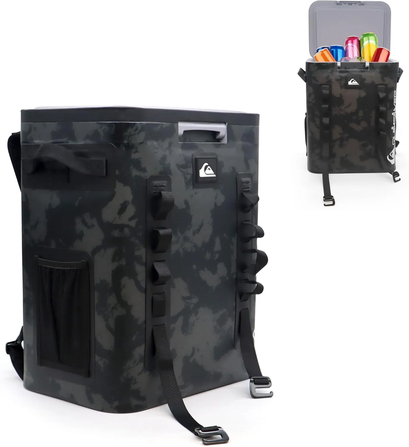 Quiksilver Zipperless Backpack Cooler 30L, Holds 36 Cans, 48 Hour Insulation, Leakproof & Waterproof Design, Heavy Duty TPU, IPX7, Padded Straps, Kangaroo Pockets, Bottle Opener