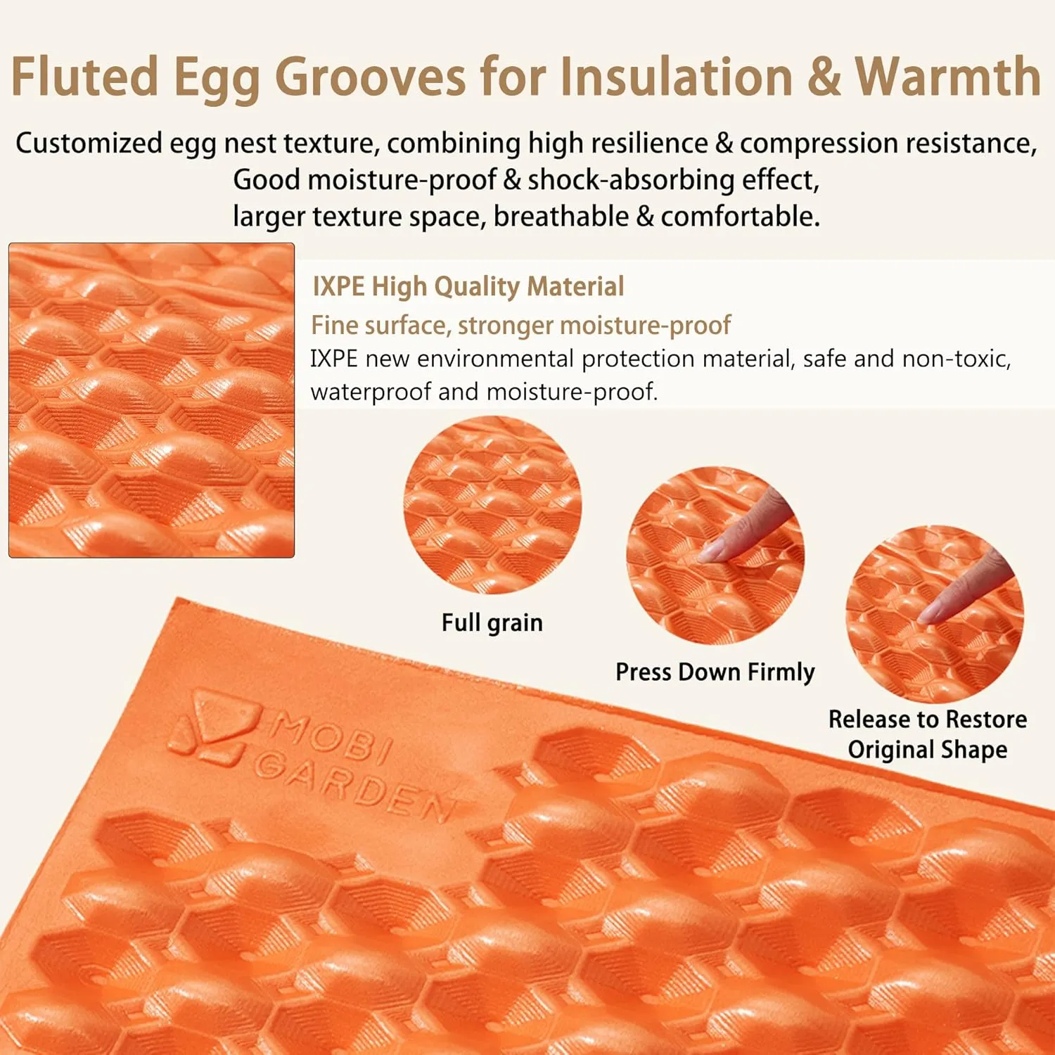 R2.6 3-Season Foam Sleeping Pad, 1inch Thickened Ultralight Closed Cell Camping Mattress with Bandage, Waterproof Thermal Folding Sleeping Pad Suitable for Camping, Backpacking