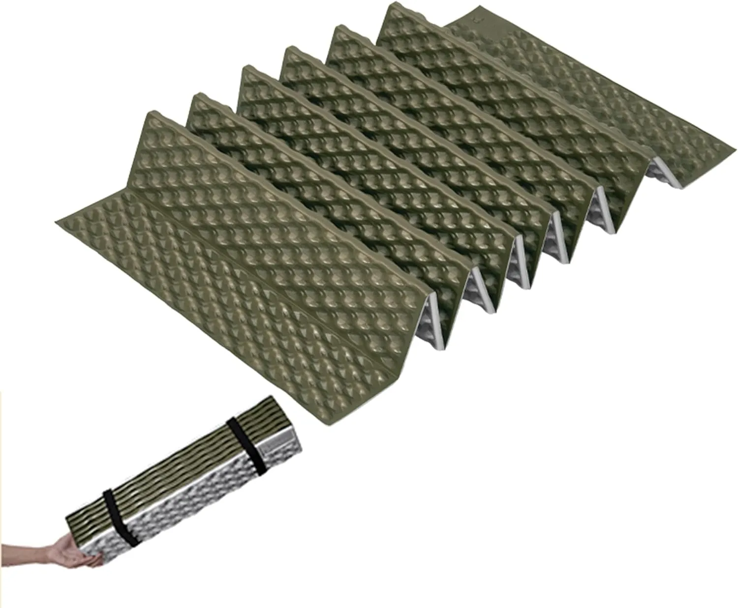 R2.6 3-Season Foam Sleeping Pad, 1inch Thickened Ultralight Closed Cell Camping Mattress with Bandage, Waterproof Thermal Folding Sleeping Pad Suitable for Camping, Backpacking