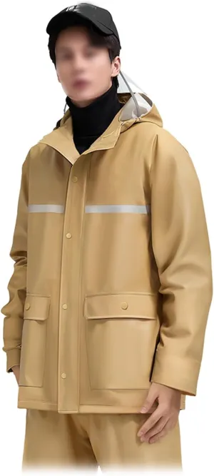 Rain Suit, Breathable Waterproof Jacket and Pant Set Men Women Reflective Rain Gear for Working Cycling Camping