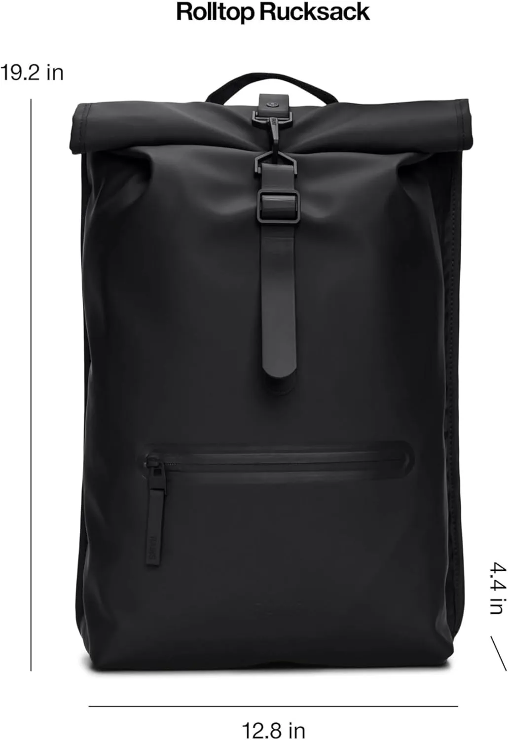 RAINS Rolltop Rucksack -Backpack - Waterproof Backpack for Women and Men - Rucksack for Travel and Work (Black)