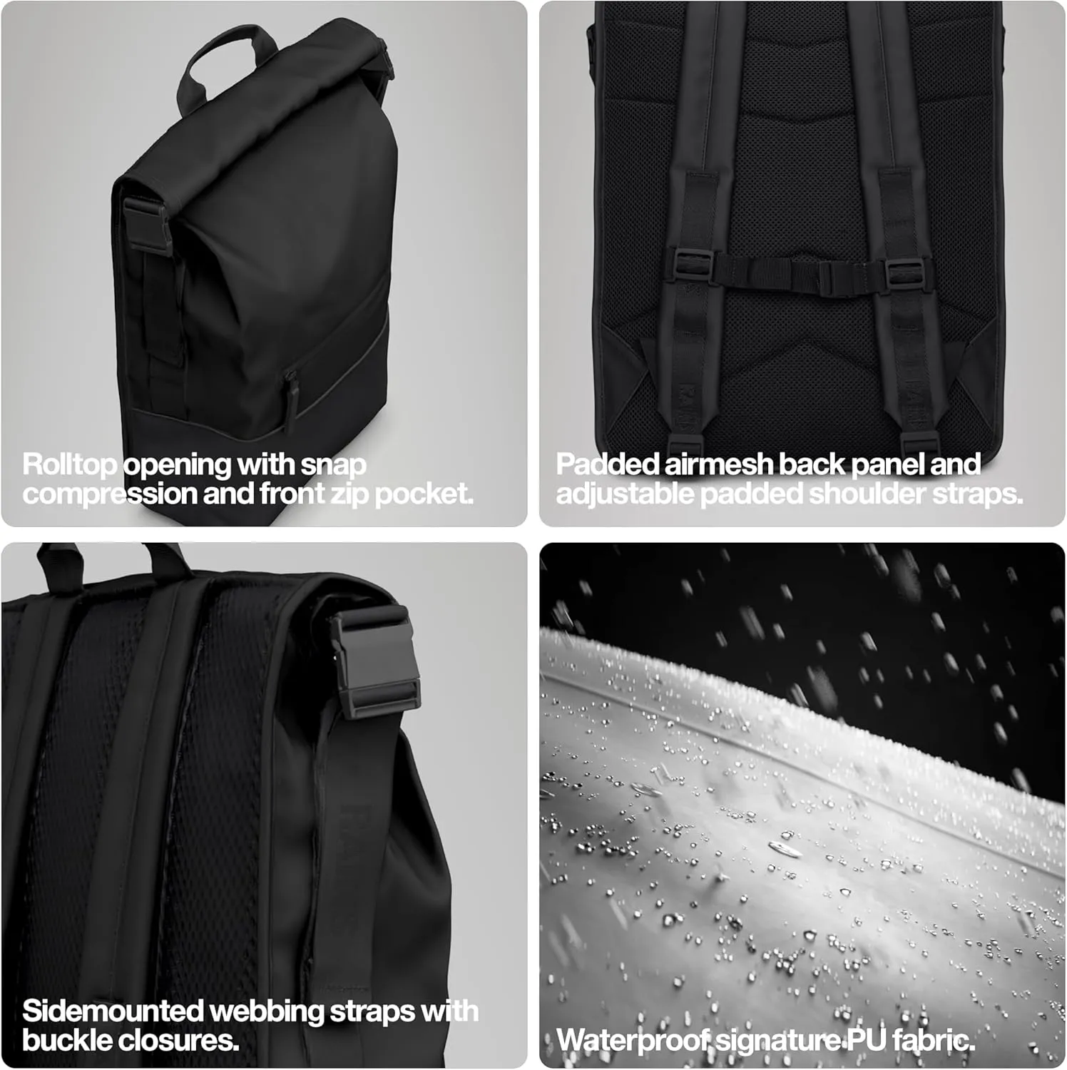 RAINS Trail Rolltop Waterproof Backpack for Men & Women (Green)