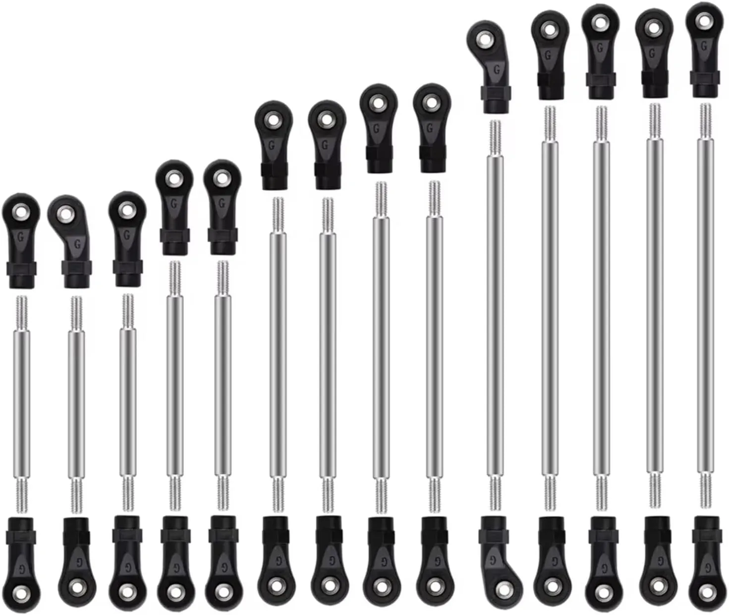 Rc Connecting Rod Tie Rod for TRX6 1/10 14 Pcs Stainless Steel Links Linkage Pull Rod Unassembled Kit RC Crawler Car Parts and Accessories Upgrade Replacement Use
