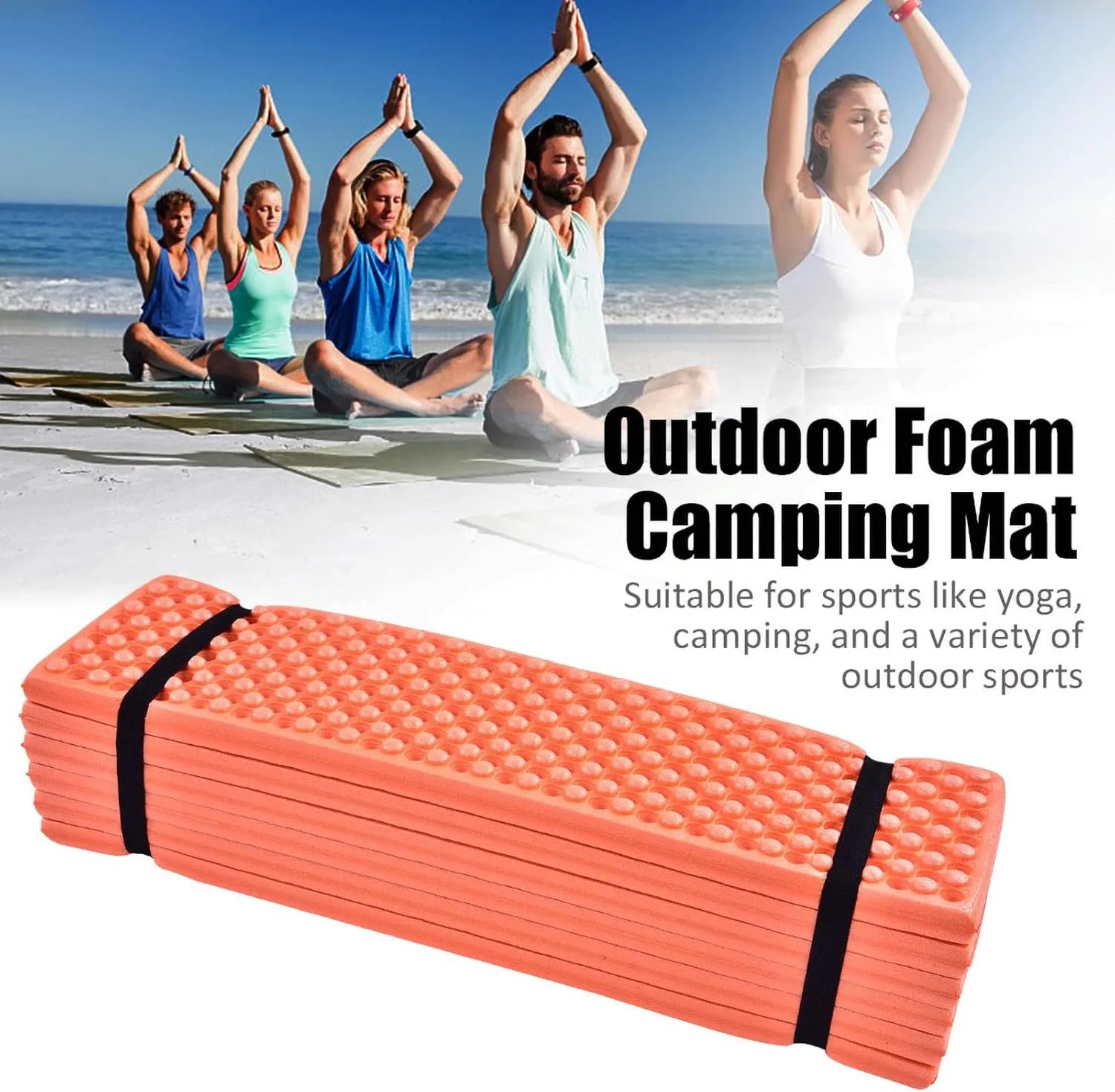 Restokki Foldable Sleeping pad, Outdoor Foam Sleeping pad Camping, Folding Beach Tent Sleeping Pad, Waterproof Camping Mattress Sleeping pad Sleeping mat (Orange)