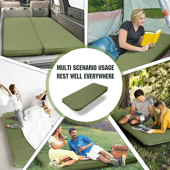 Riextec Self Inflating Sleeping Pad, Camping Mattress with Pump Sack, Memory Foam Camping Pad for Sleeping, 4” Thickness Sleeping Mat for Camping/Travel/Car/Tent, 4 Season Camp Air Mattress,Single