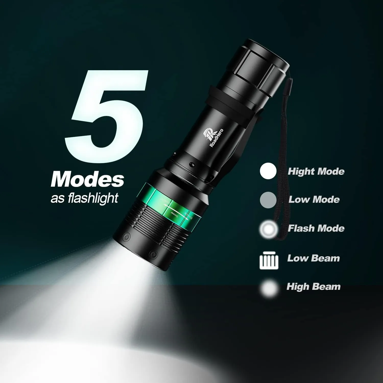 RoadHero 8 Pieces 16 Inch Traffic Wand with Strobe Modes LED Safety Signal Flashlight Wand with Wrist Strap and Side Clip for Traffic Control, Parking, Using 3 AAA Batteries, Batteries Not Included