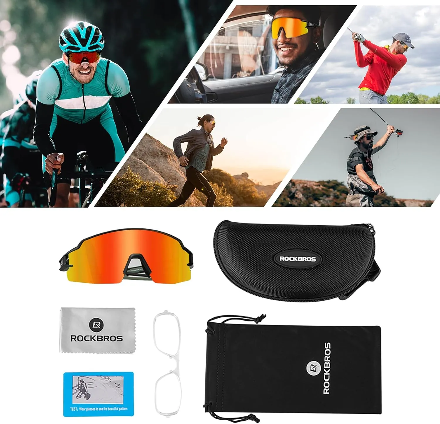 ROCKBROS Photochromic Sports Sunglasses for Men Women Cycling UV Protection