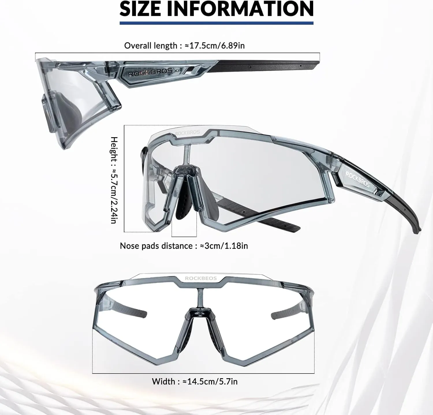 ROCKBROS Photochromic Sports Sunglasses UV Protection for Men Women Cycling