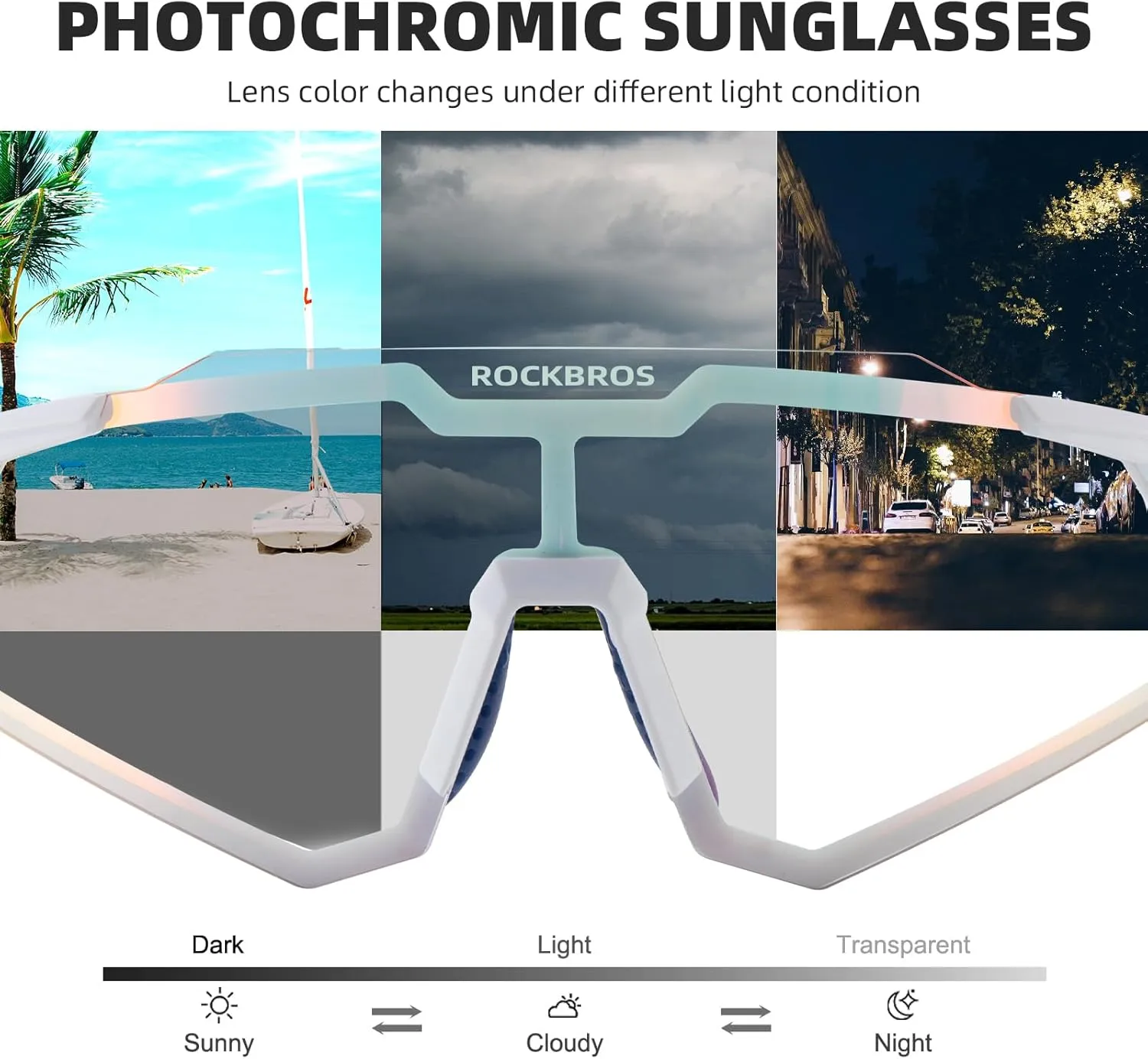 ROCKBROS Photochromic Sports Sunglasses UV Protection for Men Women Cycling