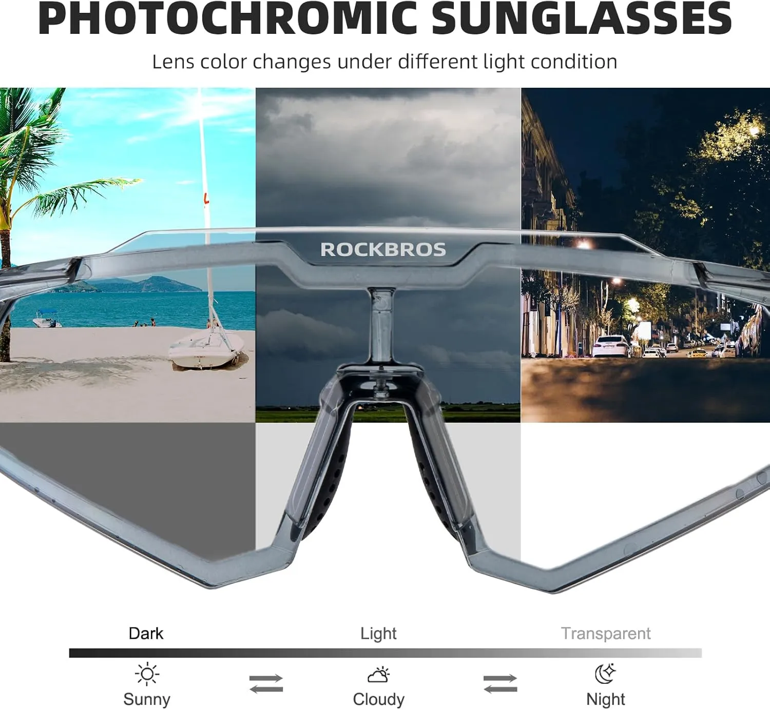 ROCKBROS Photochromic Sports Sunglasses UV Protection for Men Women Cycling