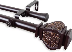 Rod Desyne 1" Jypsiere Double Curtain Rod, 120-170 inch, Mahogany