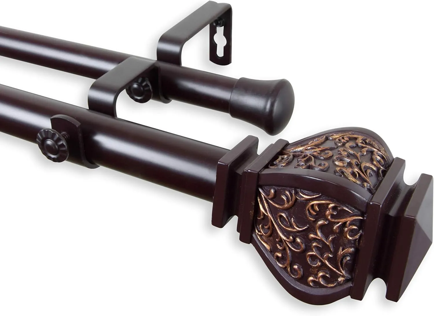 Rod Desyne 1" Jypsiere Double Curtain Rod, 120-170 inch, Mahogany