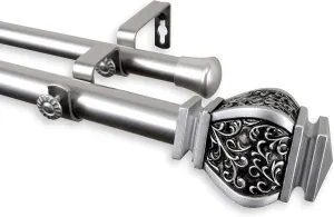 Rod Desyne 1" Jypsiere Double Curtain Rod, 160-240 inch, Satin Nickel