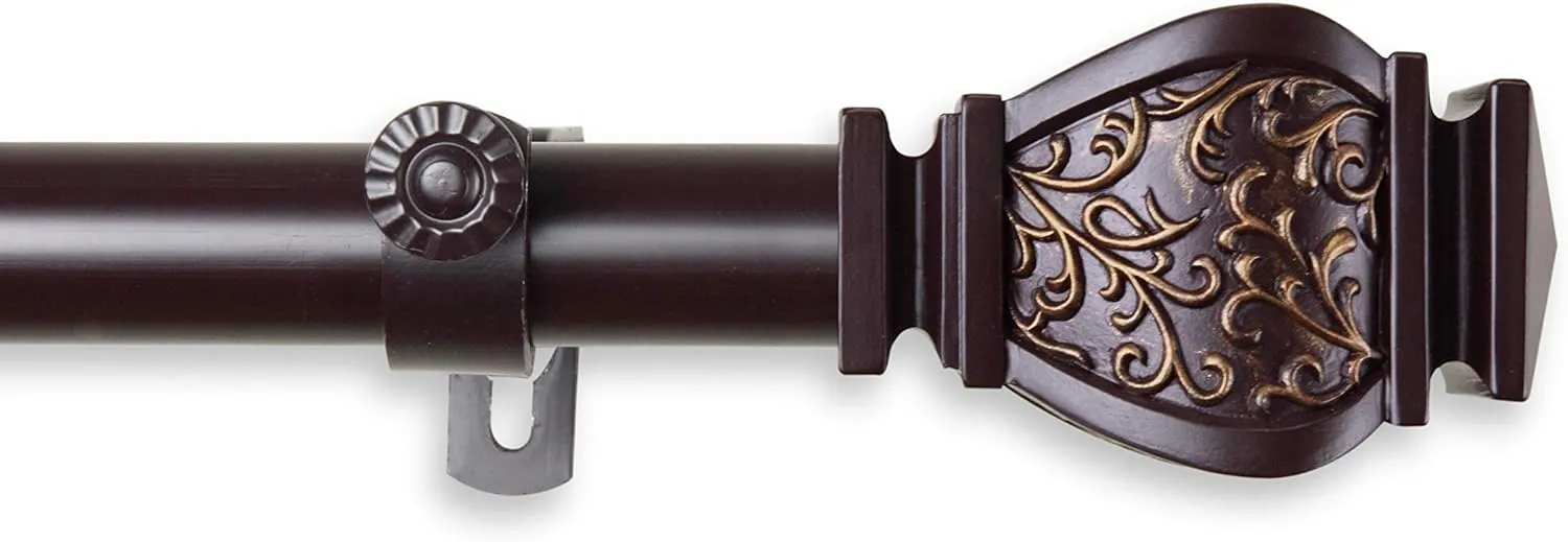 Rod Desyne 1" Jypsiere Single Curtain Rod, 28-48 inch, Mahogany
