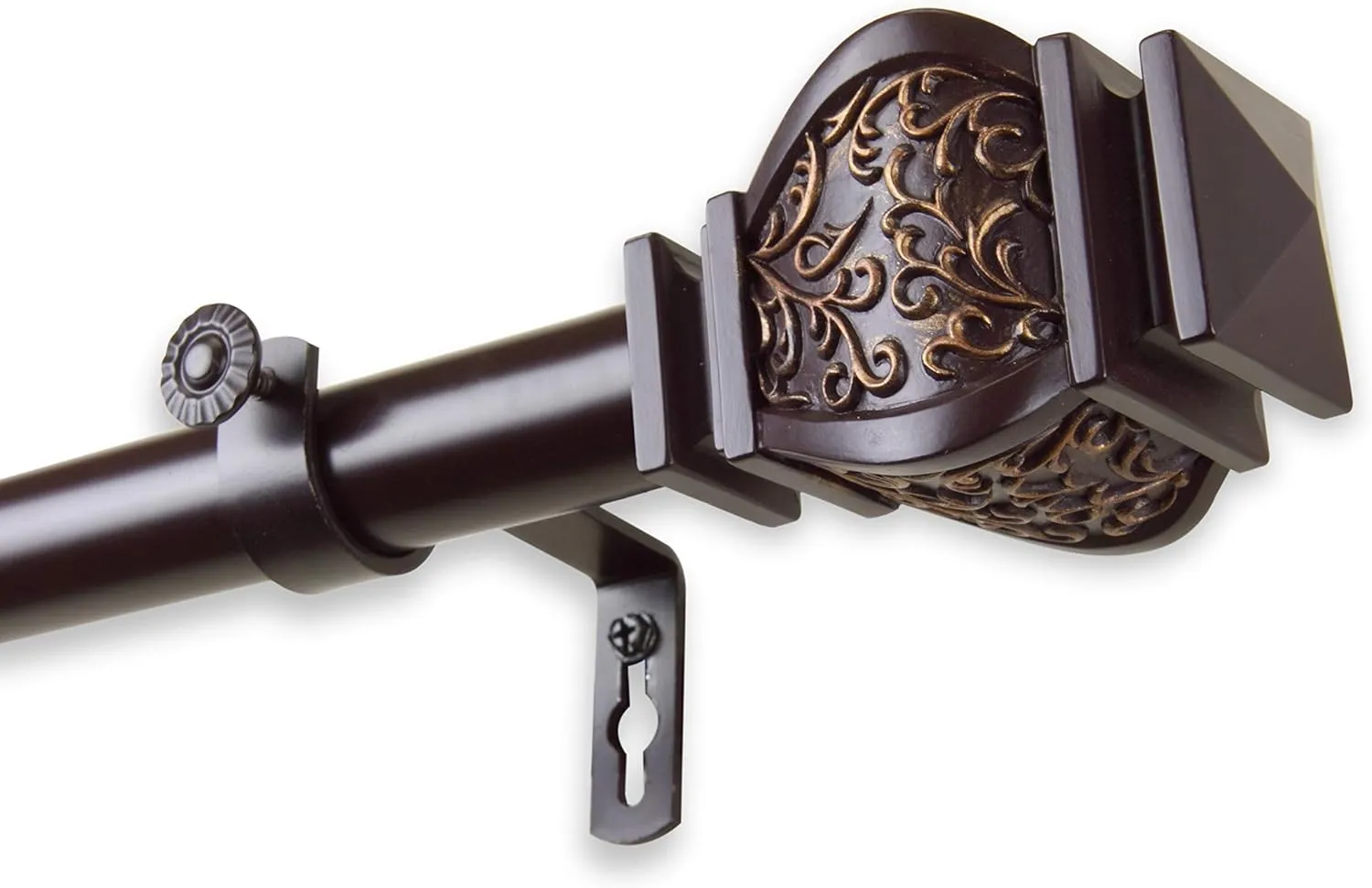 Rod Desyne 1" Jypsiere Single Curtain Rod, 28-48 inch, Mahogany