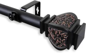 Rod Desyne 1" Jypsiere Single Curtain Rod, 48-84 inch, Black