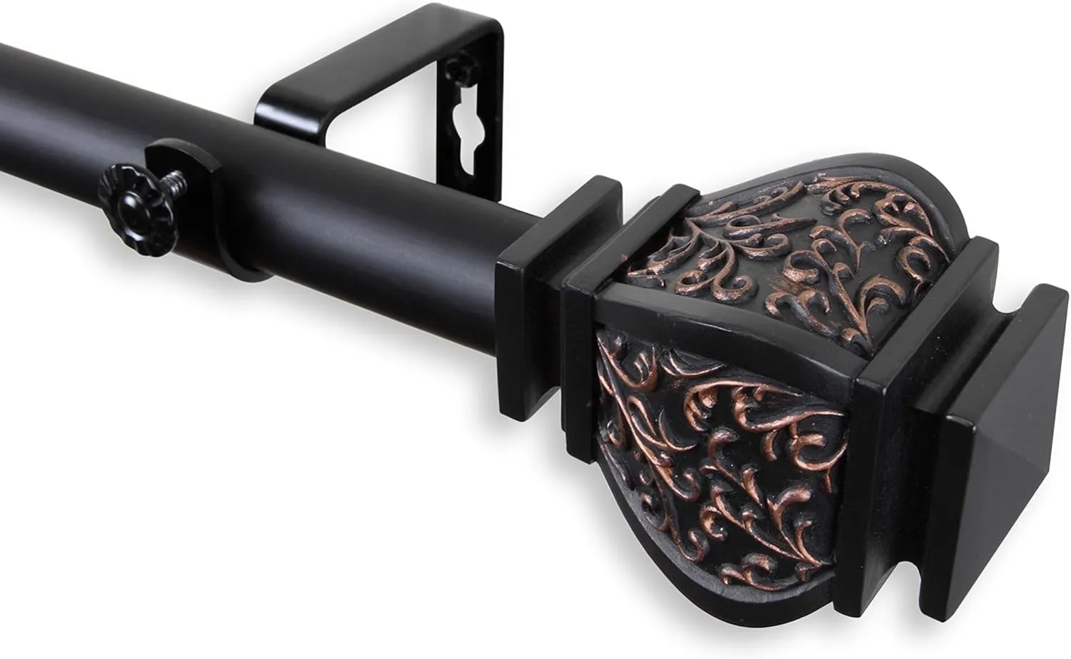 Rod Desyne 1" Jypsiere Single Curtain Rod, 48-84 inch, Black