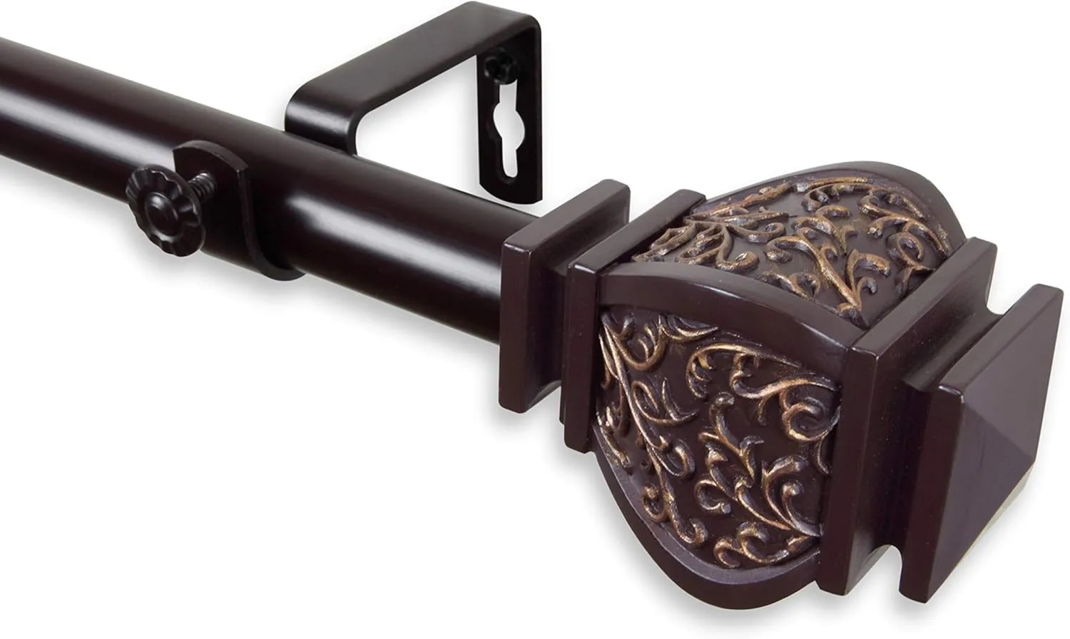 Rod Desyne 1" Jypsiere Single Curtain Rod, 48-84 inch, Mahogany