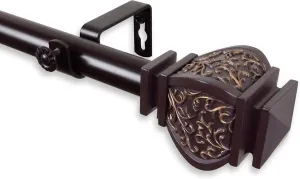 Rod Desyne 1" Jypsiere Single Curtain Rod, 66-120 inch, Mahogany