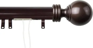 Rod Desyne Sophia Decorative Traverse Rod w/Sliders, 66-120 inch, Cocoa