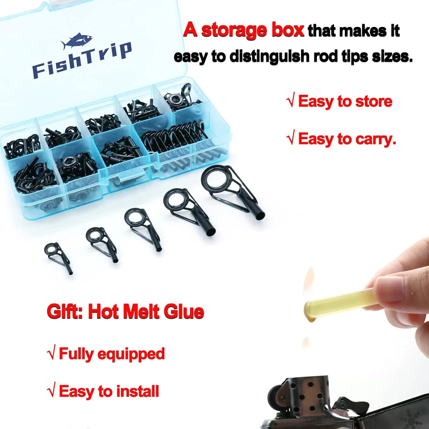 Rod Tip Repair Kit - Fishing Rod Tips Replacement With Stainless Steel Ceramic Guides Ring, Pole Eyelets - 20/90/70pcs