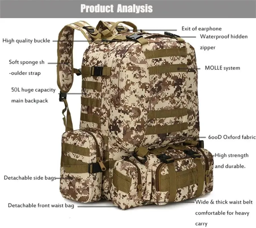 Rugged 55L 4-in-1 Tactical Backpack