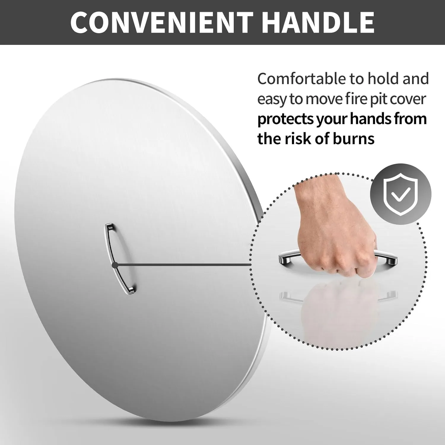 RYFT Fire Pit Lid Round, 34'' Fire Pit Lid, 304 Stainless Steel Fire Pit Cover, Fits 30" and 31" Round Drop in Fire Pit Pan