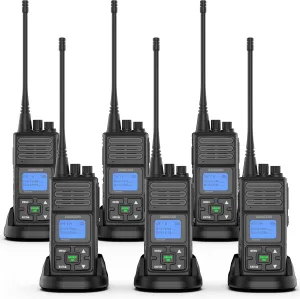 SAMCOM 5 Watt 2 Way Radio Walkie Talkie Long Range, 6 Pack FPCN30A Two Way Radios Rechargeable for Adult with Earpieces, Group Call, Programable UHF Radio for Hospitality, Construction, Outdoor