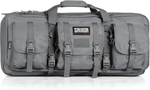 Savior Equipment American Classic Tactical Double Long Gun Bag Pistol Transportation Case w/Backpack Strap, 36 Inch Ash Gray