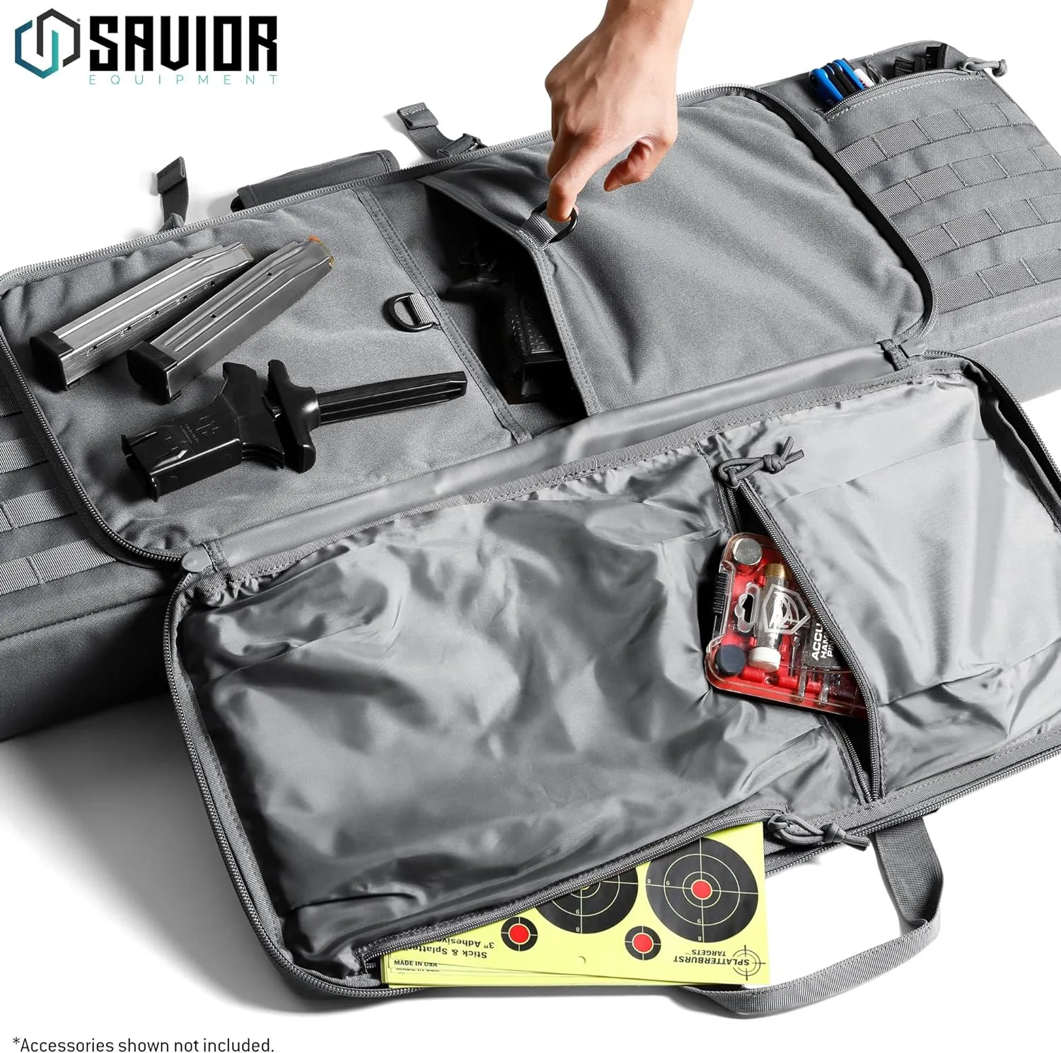 Savior Equipment American Classic Tactical Double Long Gun Bag Pistol Transportation Case w/Backpack Strap, Lockable Compartment, Available Length in 36" 42" 46" 51" 55"