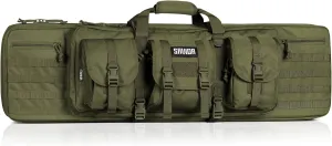 Savior Equipment American Classic Tactical Double Long Gun Bag Pistol Transportation Case w/Backpack Strap, Lockable Compartment, Available Length in 36" 42" 46" 51" 55"