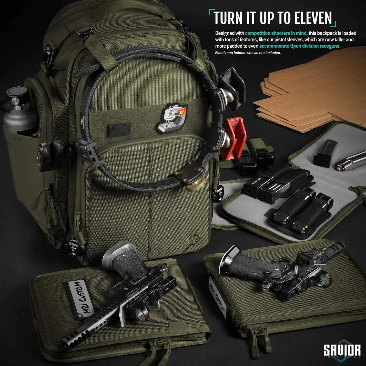 Savior Equipment Pro SEMA Tactical Backpack Competition Shooter 3 Pistol Sleeve