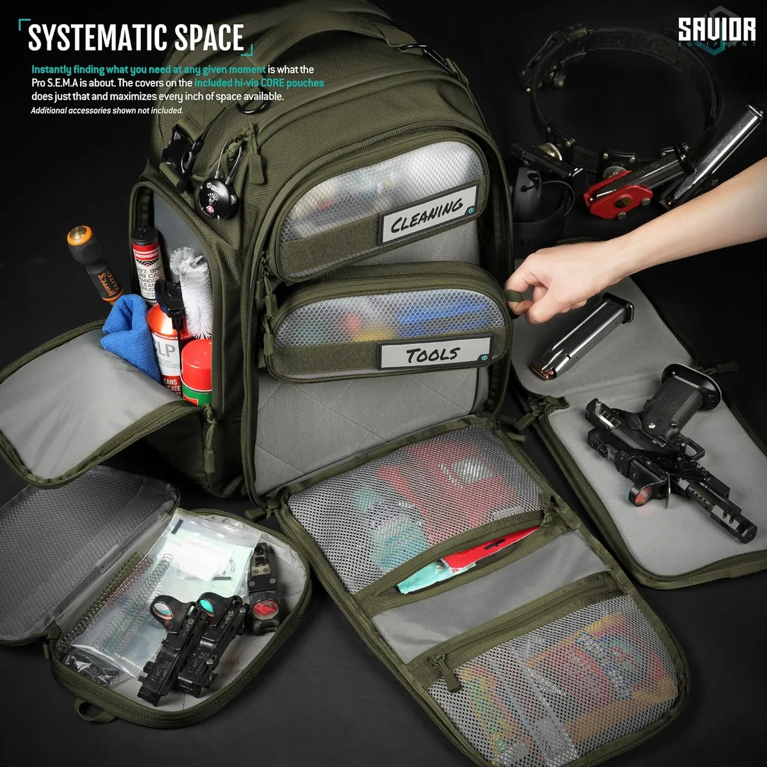 Savior Equipment Pro SEMA Tactical Backpack Competition Shooter 3 Pistol Sleeve