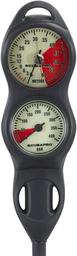 SCUBAPRO 2-Gauge U-Line Diving Console with Pressure Gauge and Depth Gauge, Metric Display, Plastic